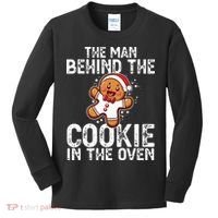 Christmas Baby Announcement Man Behind The Cookie Bump Dad Kids Long Sleeve Shirt thumb 0