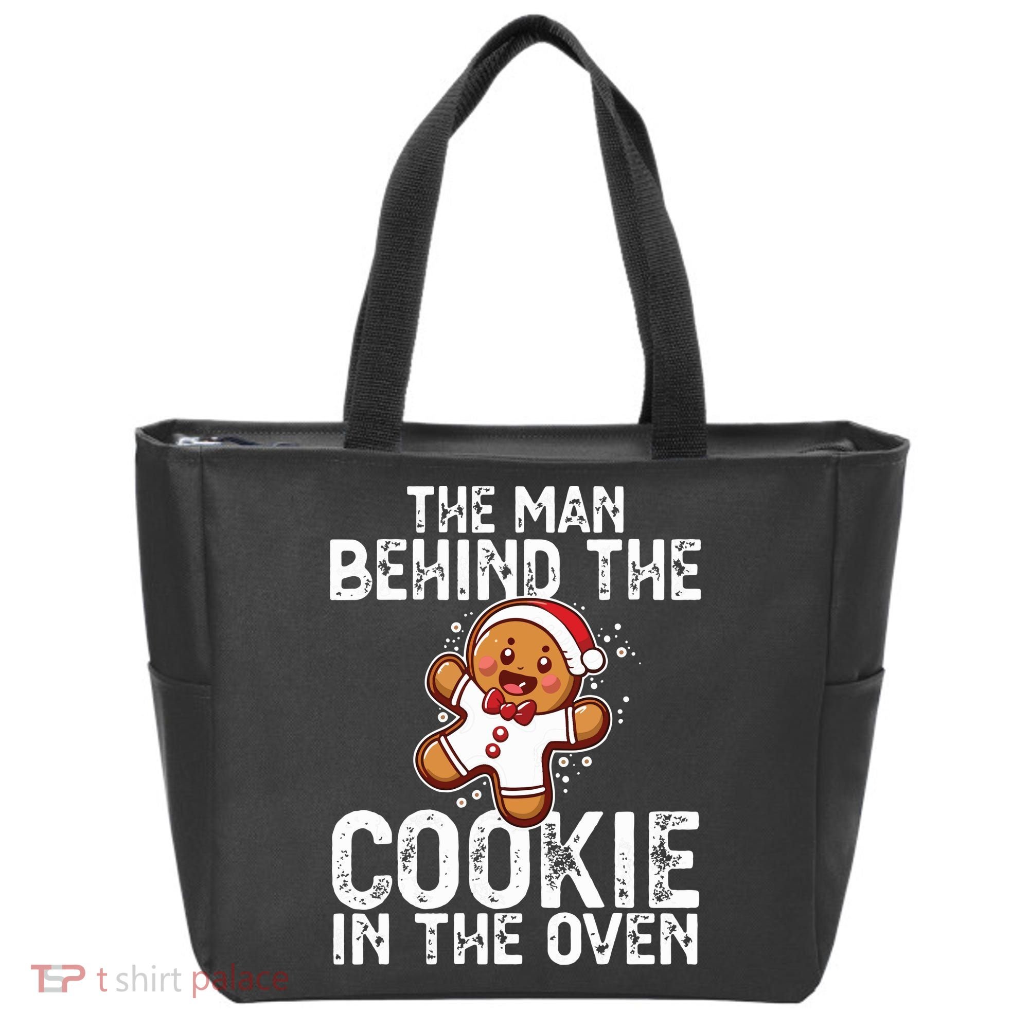 Christmas Baby Announcement Man Behind The Cookie Bump Dad Tote Bag