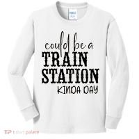 Could Be A Train Station Kinda Day Kids Long Sleeve Shirt thumb 0