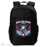 Cartoon Bigfoot  Alien UFO Funny Bruh Not Again Retro 80s Backpack thumb 0