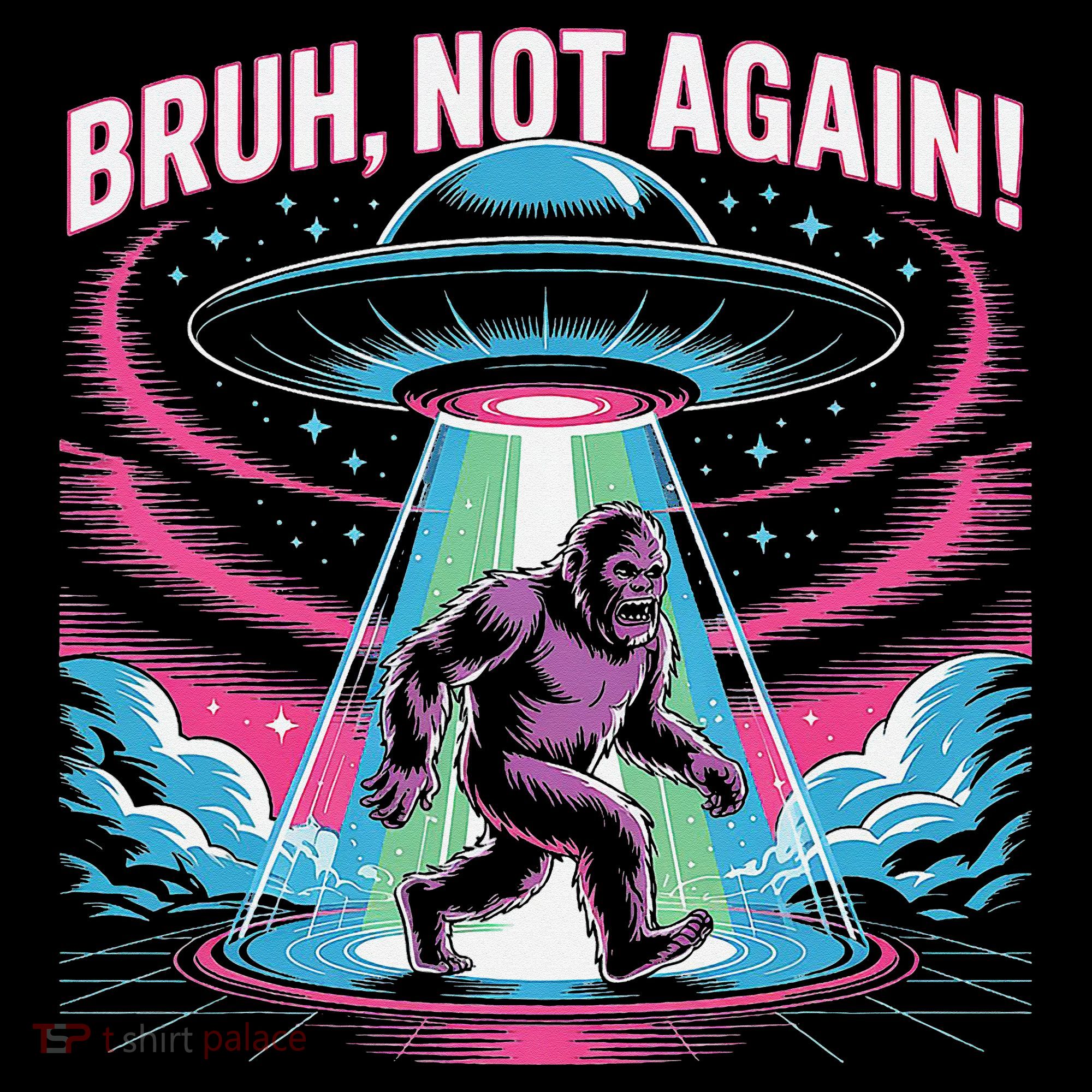 Cartoon Bigfoot  Alien UFO Funny Bruh Not Again Retro 80s Coffee Mug