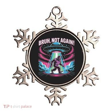 Cartoon Bigfoot  Alien UFO Funny Bruh Not Again Retro 80s Ornament