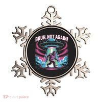 Cartoon Bigfoot  Alien UFO Funny Bruh Not Again Retro 80s Ornament thumb 0