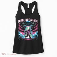 Cartoon Bigfoot  Alien UFO Funny Bruh Not Again Retro 80s Women's Tank Top thumb 0