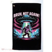 Cartoon Bigfoot  Alien UFO Funny Bruh Not Again Retro 80s Golf Towel thumb 0