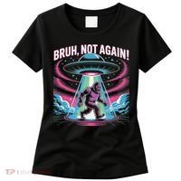 Cartoon Bigfoot  Alien UFO Funny Bruh Not Again Retro 80s Women's T-Shirt thumb 0