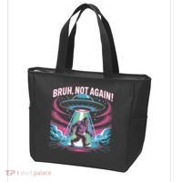 Cartoon Bigfoot  Alien UFO Funny Bruh Not Again Retro 80s Tote Bag thumb 3