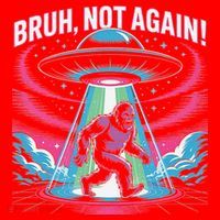 Cartoon Bigfoot  Alien UFO Funny Bruh Not Again Retro 80s Santa Hat thumb 1