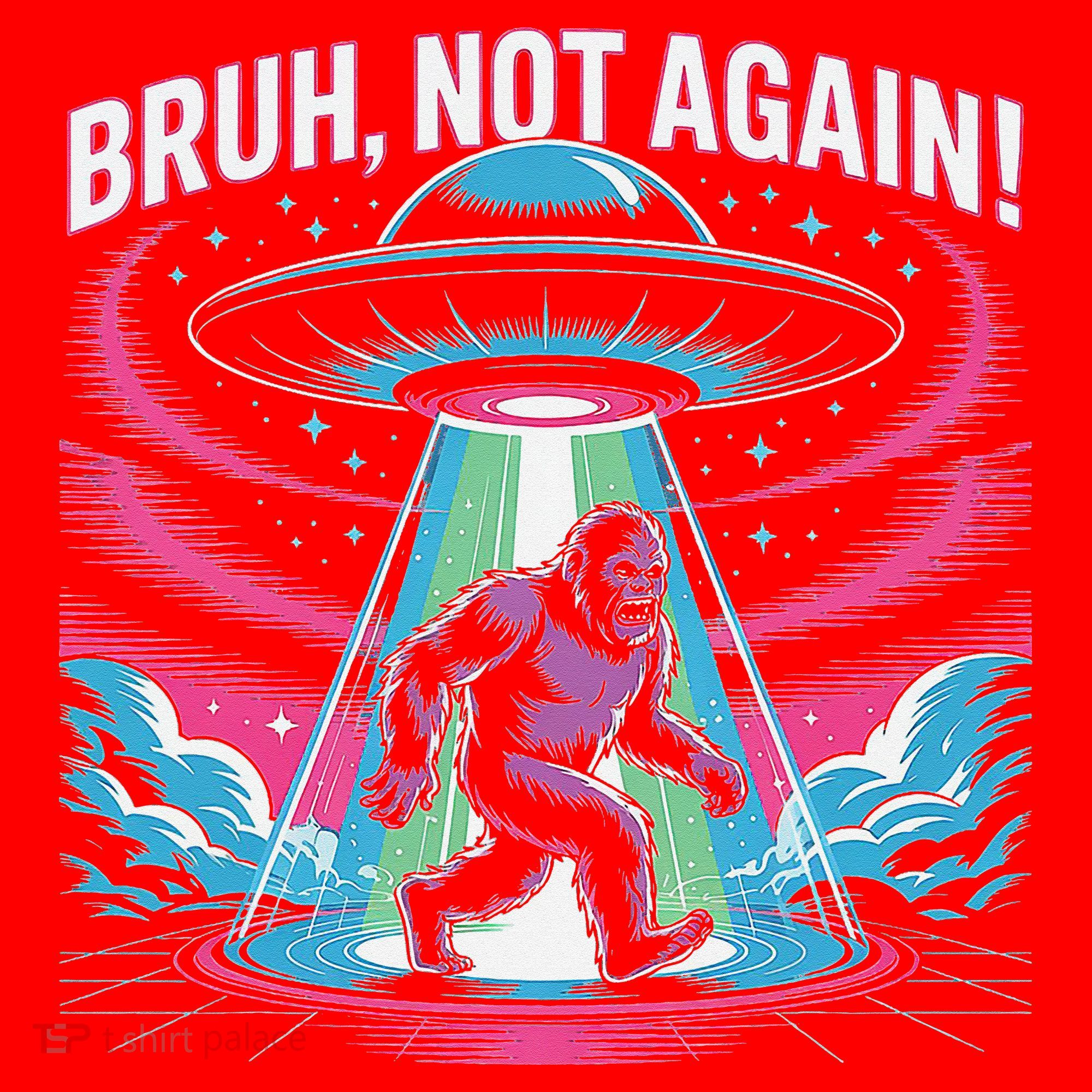 Cartoon Bigfoot  Alien UFO Funny Bruh Not Again Retro 80s Santa Hat