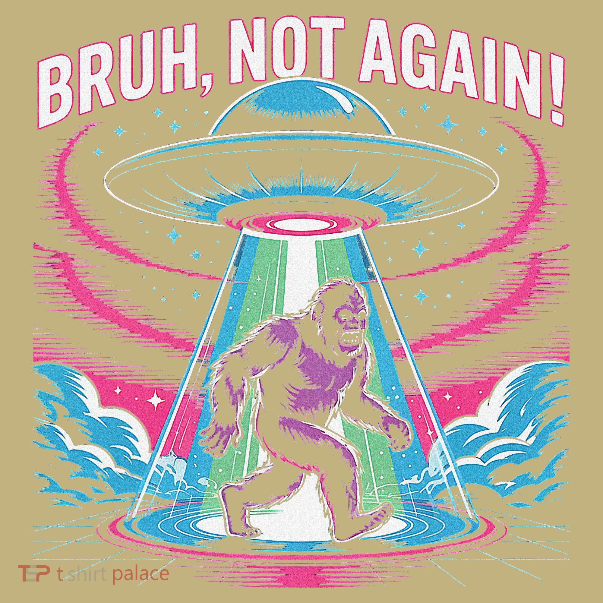 Cartoon Bigfoot  Alien UFO Funny Bruh Not Again Retro 80s Polo