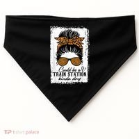 Could Be A Train Station Kinda Day Messy Bun Funny USA-Made Doggie Bandana thumb 0