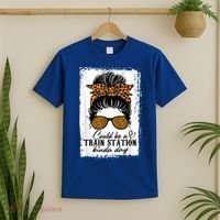 Could Be A Train Station Kinda Day Messy Bun Funny T-Shirt thumb 2
