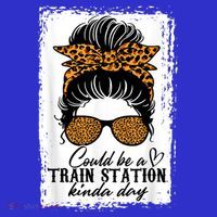 Could Be A Train Station Kinda Day Messy Bun Funny Polo thumb 2