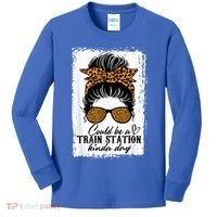 Could Be A Train Station Kinda Day Messy Bun Funny Kids Long Sleeve Shirt thumb 0