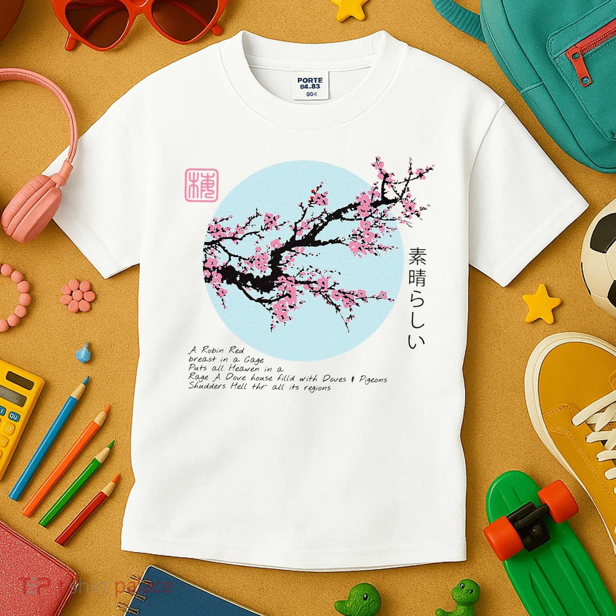 Cherry Blossom Aesthetic Japanese Harajuku Kids T-Shirt