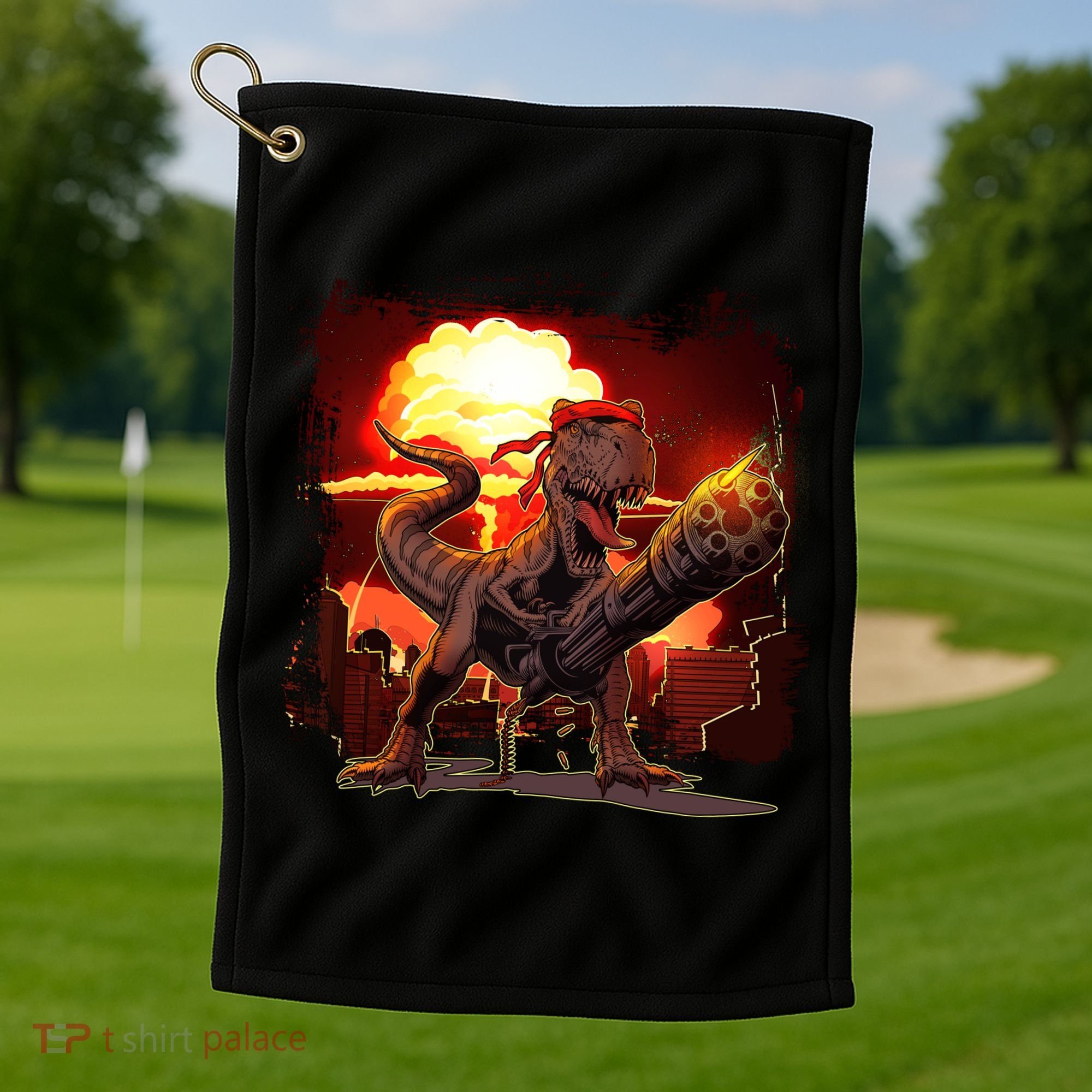 Comic Book Action Hero Movie Trex Dinosaur Golf Towel