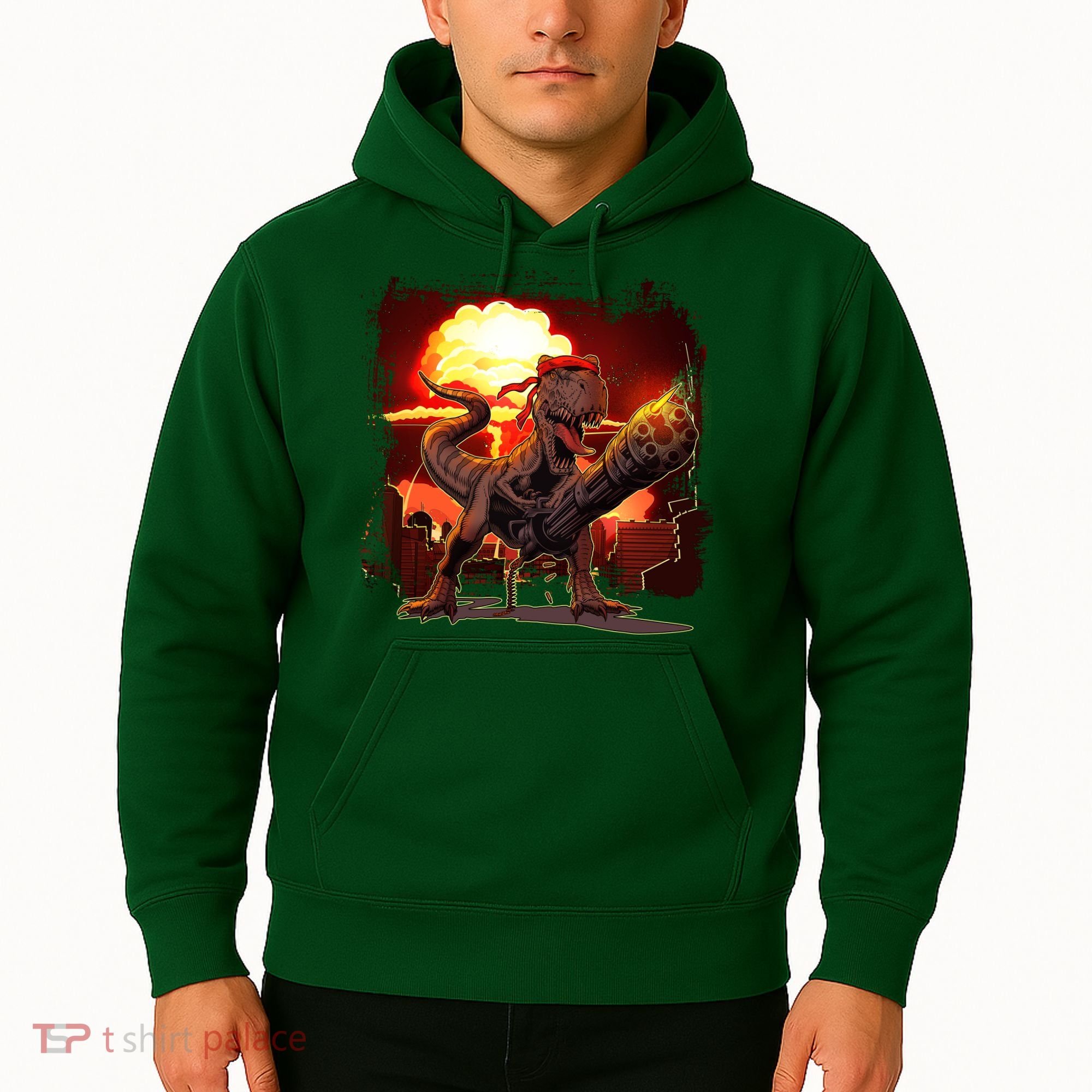 Comic Book Action Hero Movie Trex Dinosaur Hoodie