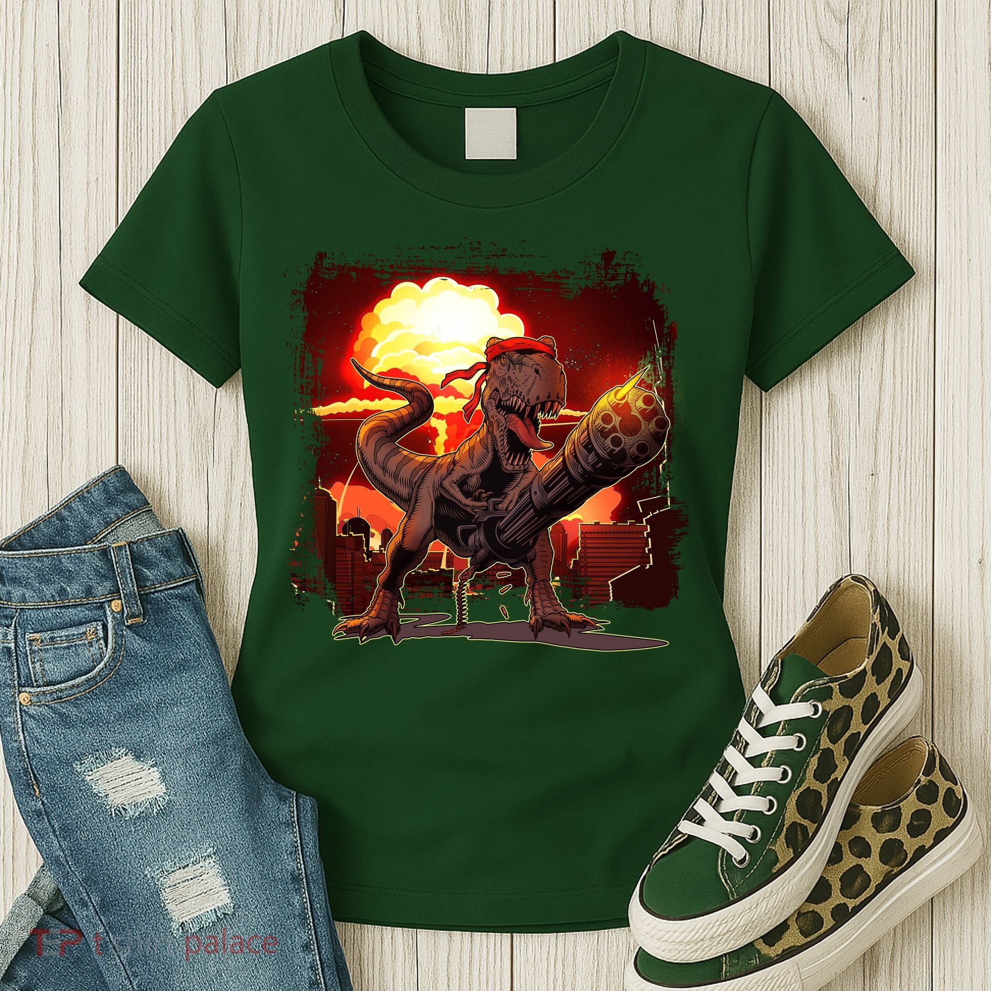 Comic Book Action Hero Movie Trex Dinosaur Women's T-Shirt