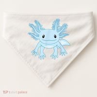 Cute Blue Axolotl Kawaii Aesthetic Axolotls USA-Made Doggie Bandana thumb 0