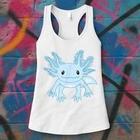 Cute Blue Axolotl Kawaii Aesthetic Axolotls Women's Tank Top thumb 3