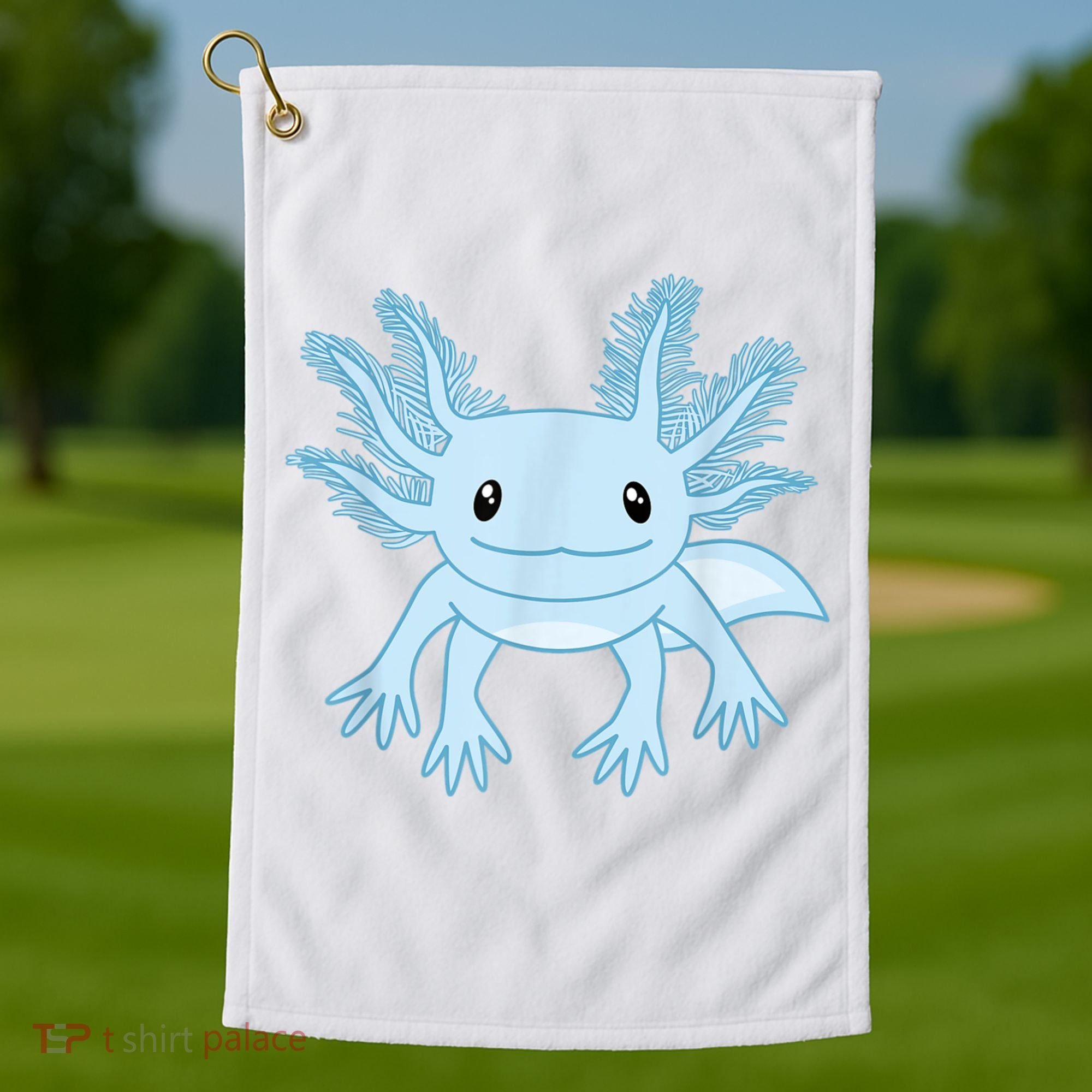 Cute Blue Axolotl Kawaii Aesthetic Axolotls Golf Towel