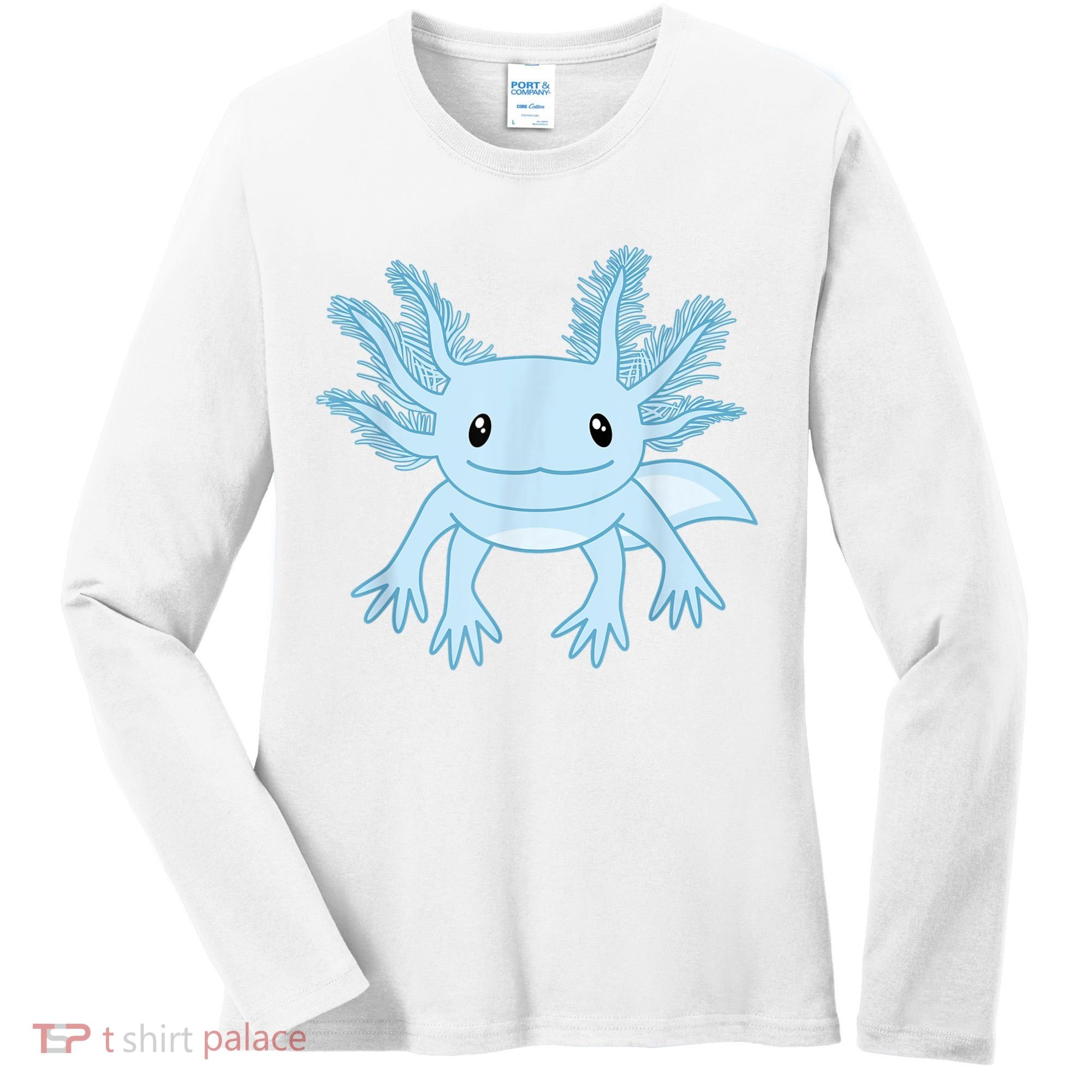 Cute Blue Axolotl Kawaii Aesthetic Axolotls Women's Long Sleeve Shirt