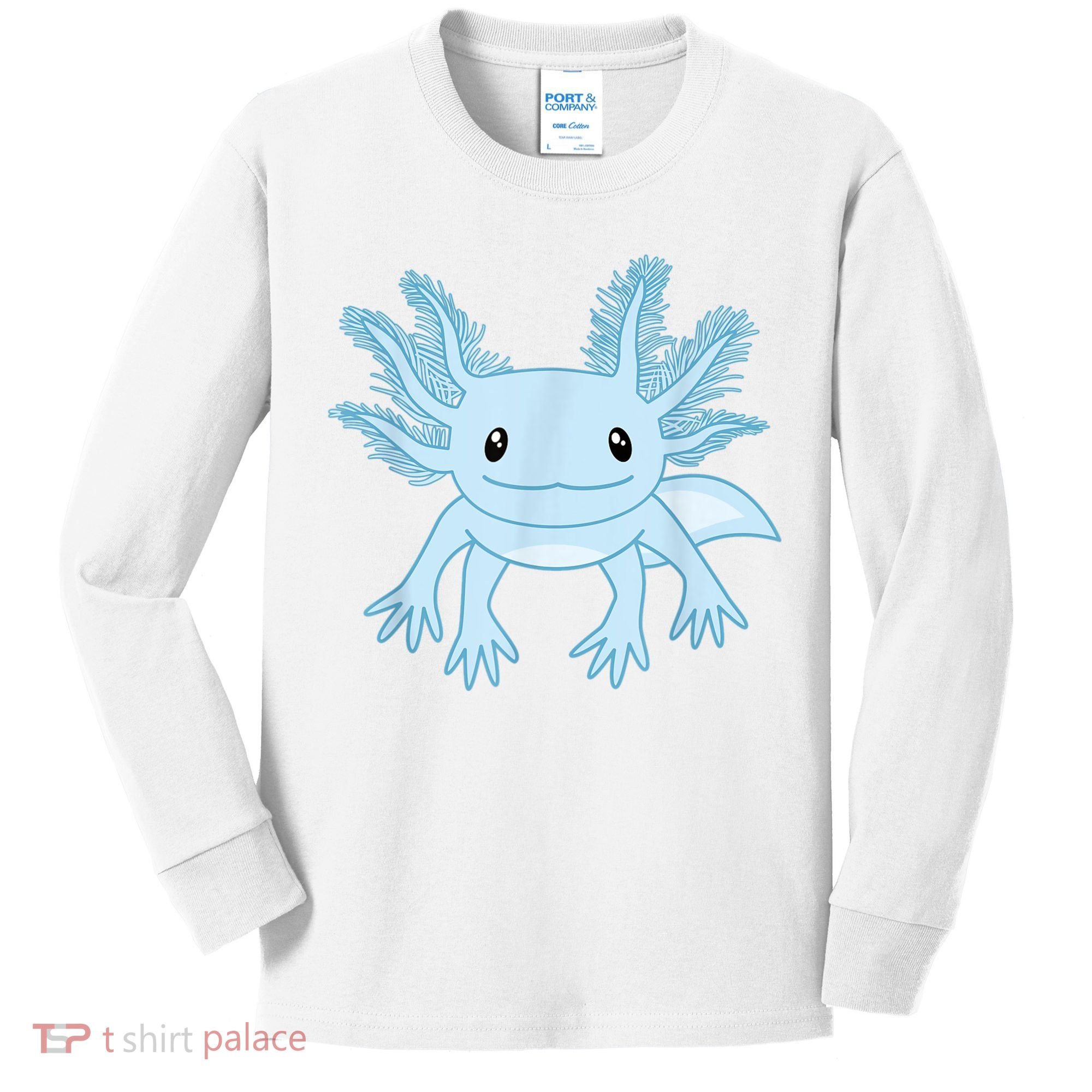 Cute Blue Axolotl Kawaii Aesthetic Axolotls Kids Long Sleeve Shirt