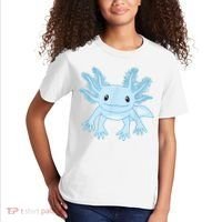 Cute Blue Axolotl Kawaii Aesthetic Axolotls Kids T-Shirt thumb 2