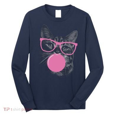 Cat Blowing Bubble Gum Long Sleeve Shirt