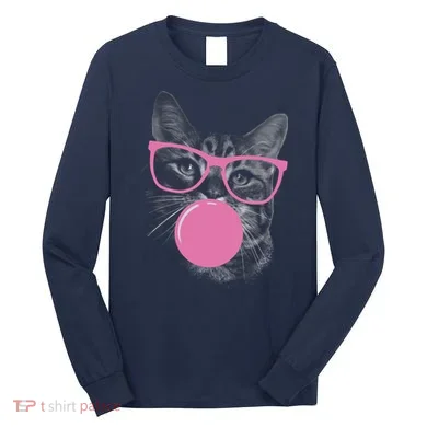 Cat Blowing Bubble Gum Long Sleeve Shirt
