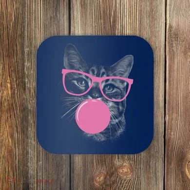 Cat Blowing Bubble Gum Coaster