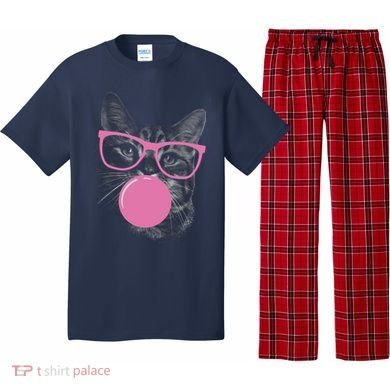 Cat Blowing Bubble Gum Pajama Set