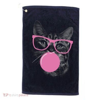 Cat Blowing Bubble Gum Golf Towel