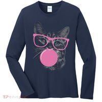 Cat Blowing Bubble Gum Women's Long Sleeve Shirt thumb 0