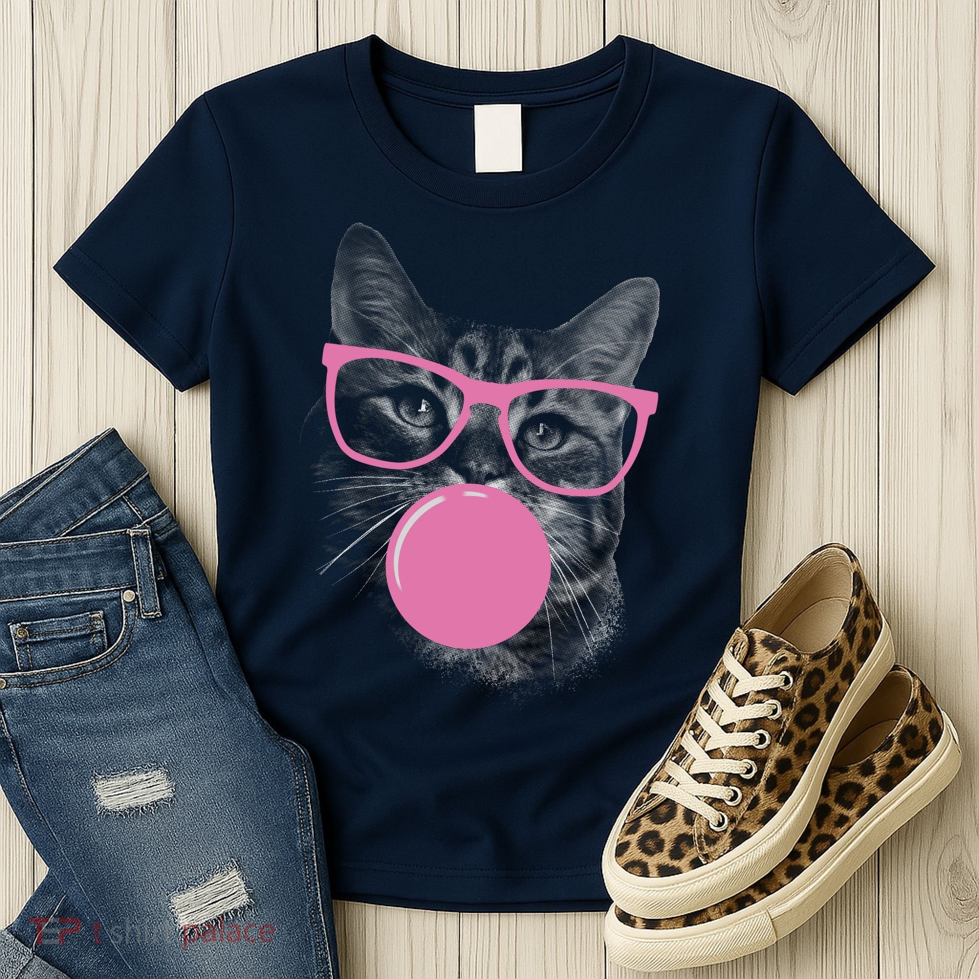 Cat Blowing Bubble Gum Women's T-Shirt
