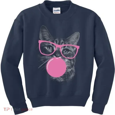 Cat Blowing Bubble Gum Kids Sweatshirt