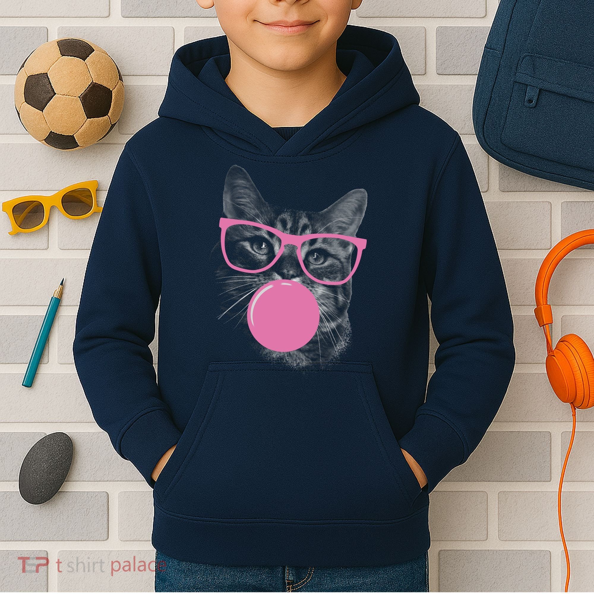 Cat Blowing Bubble Gum Kids Hoodie