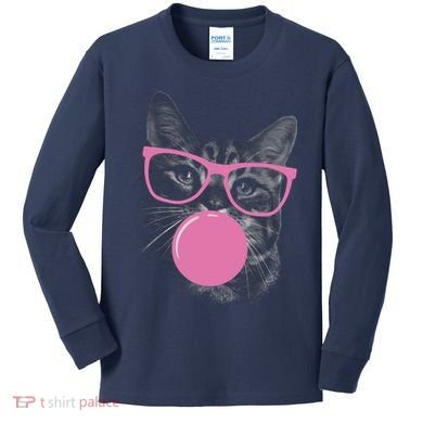Cat Blowing Bubble Gum Kids Long Sleeve Shirt