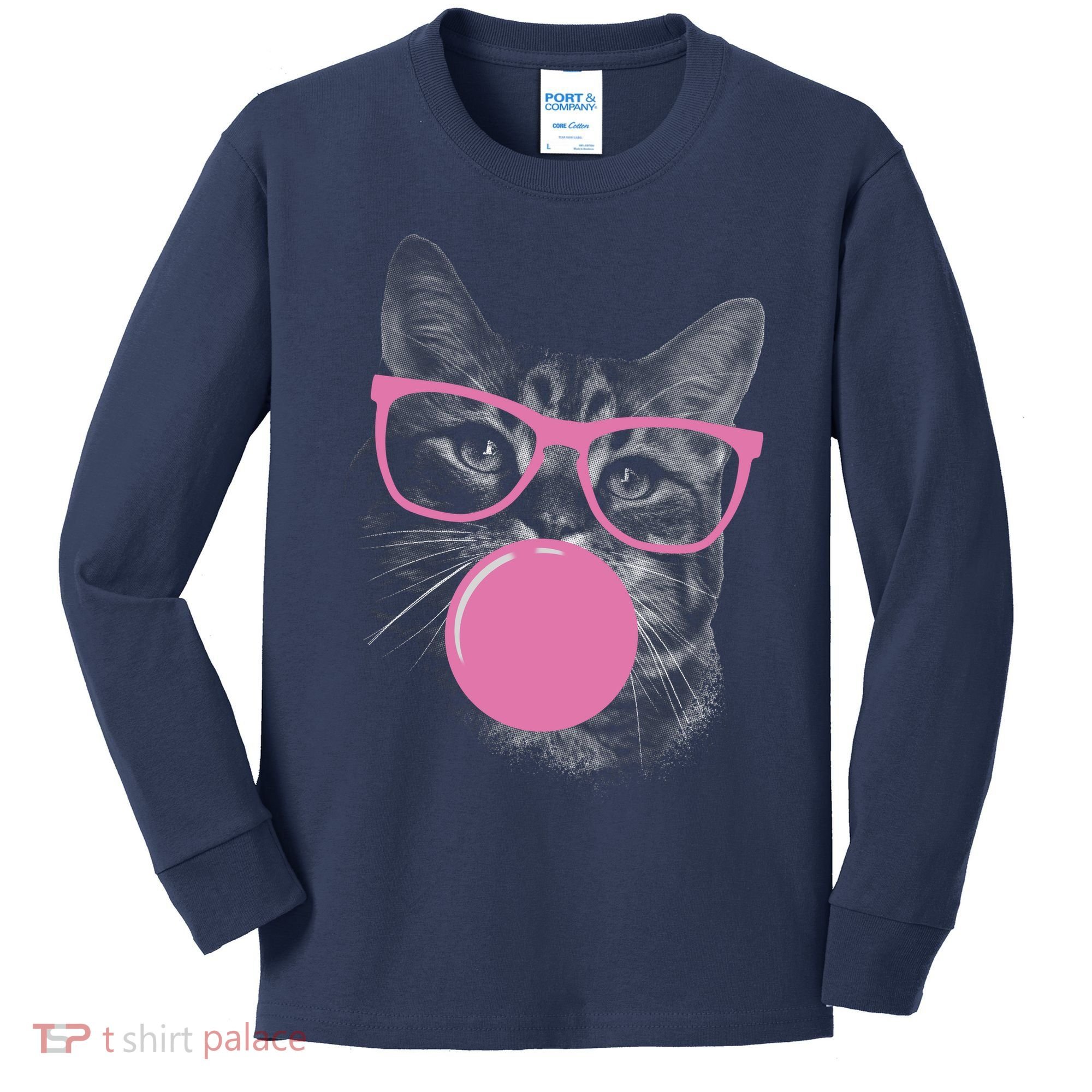 Cat Blowing Bubble Gum Kids Long Sleeve Shirt