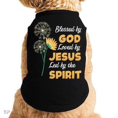 Christianity BLESSED BY GOD LOVED BY JESUS Funny Dandelion Doggie Tank