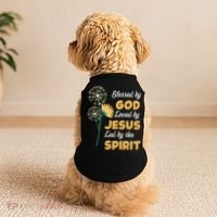 Christianity BLESSED BY GOD LOVED BY JESUS Funny Dandelion Doggie Tank thumb 2