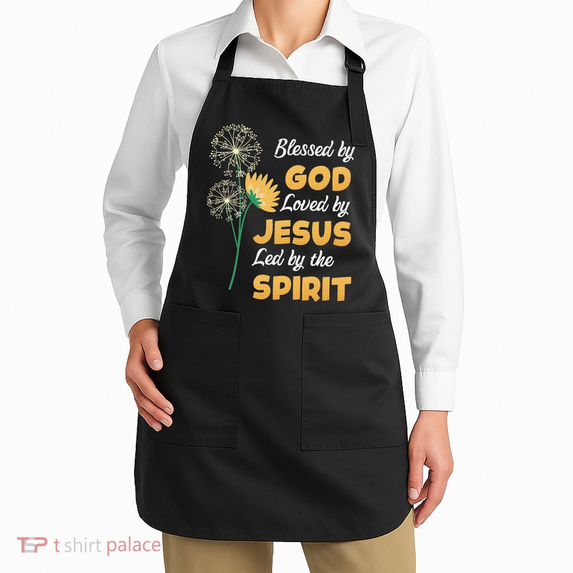 Christianity BLESSED BY GOD LOVED BY JESUS Funny Dandelion Apron
