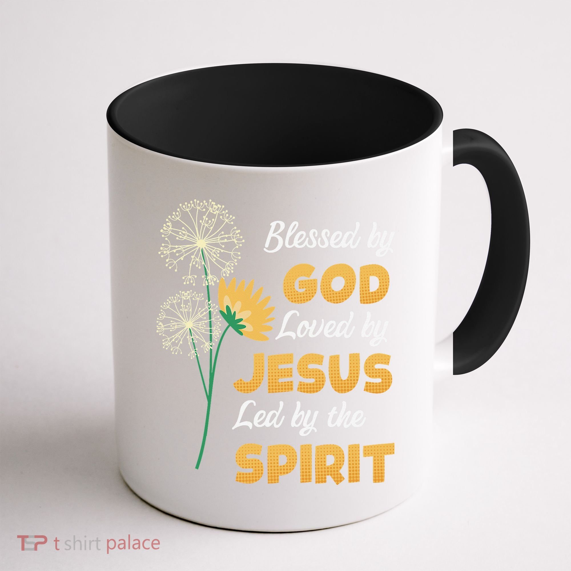 Christianity BLESSED BY GOD LOVED BY JESUS Funny Dandelion Coffee Mug