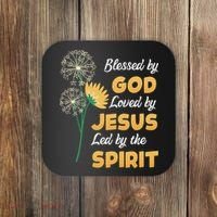 Christianity BLESSED BY GOD LOVED BY JESUS Funny Dandelion Coaster thumb 0