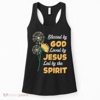 Christianity BLESSED BY GOD LOVED BY JESUS Funny Dandelion Women's Tank Top thumb 0