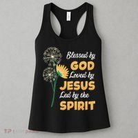 Christianity BLESSED BY GOD LOVED BY JESUS Funny Dandelion Women's Tank Top thumb 3
