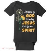 Christianity BLESSED BY GOD LOVED BY JESUS Funny Dandelion Baby Bodysuit thumb 0