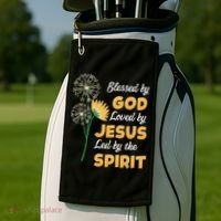 Christianity BLESSED BY GOD LOVED BY JESUS Funny Dandelion Golf Towel thumb 2