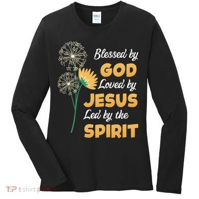 Christianity BLESSED BY GOD LOVED BY JESUS Funny Dandelion Women's Long Sleeve Shirt