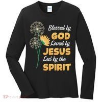 Christianity BLESSED BY GOD LOVED BY JESUS Funny Dandelion Women's Long Sleeve Shirt thumb 0